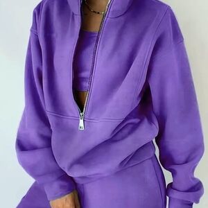 Two Piece Set Fleece Sweatshirt, Sporty Casual Set for Women (PLEASE READ)